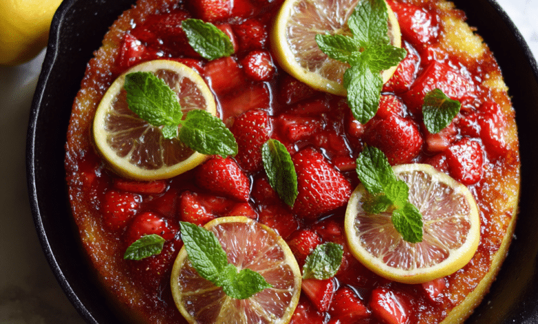 Strawberry Lemon Upside-Down Cake