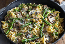 Vegetarian Asparagus Mushroom Pasta