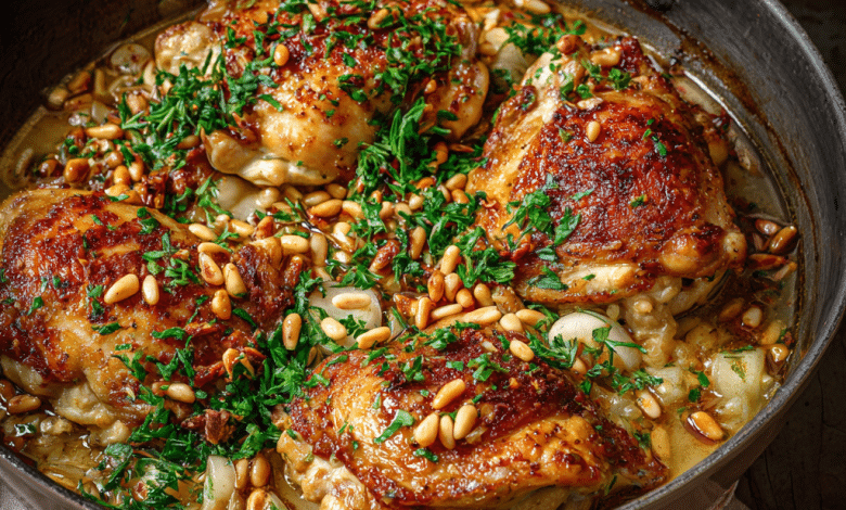 Chicken with Garlic and Pine Nuts