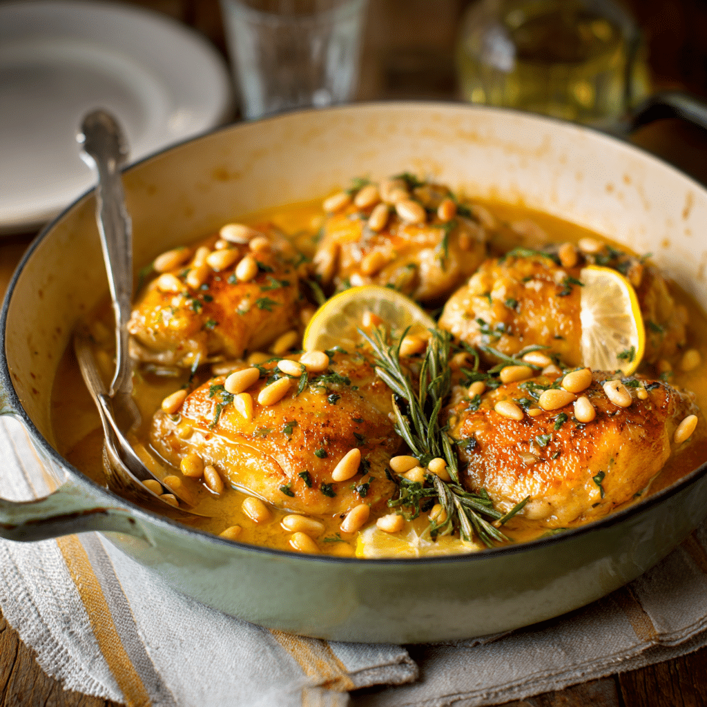 Chicken with Lemon and Pine Nuts – A Bright, Comforting Dish Full of Warmth