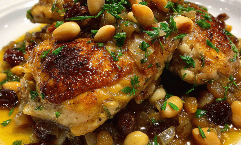 Chicken with Pine Nuts and Raisins