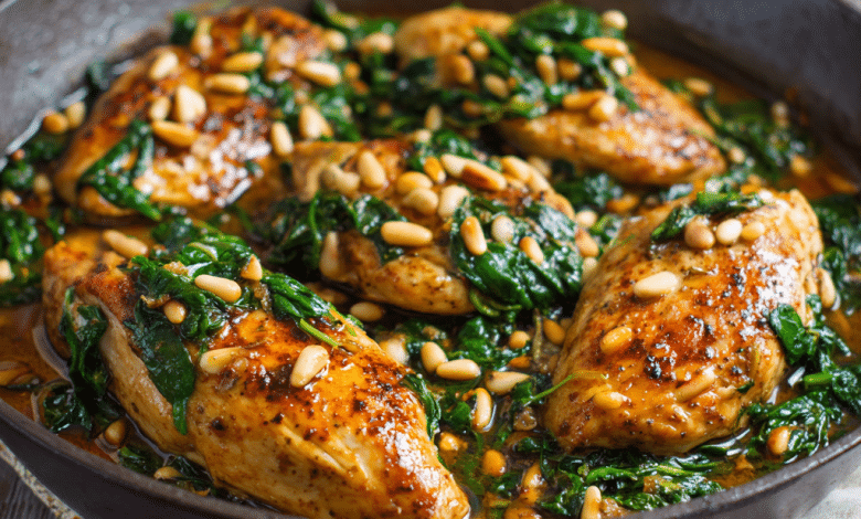 Chicken with Spinach and Pine Nuts