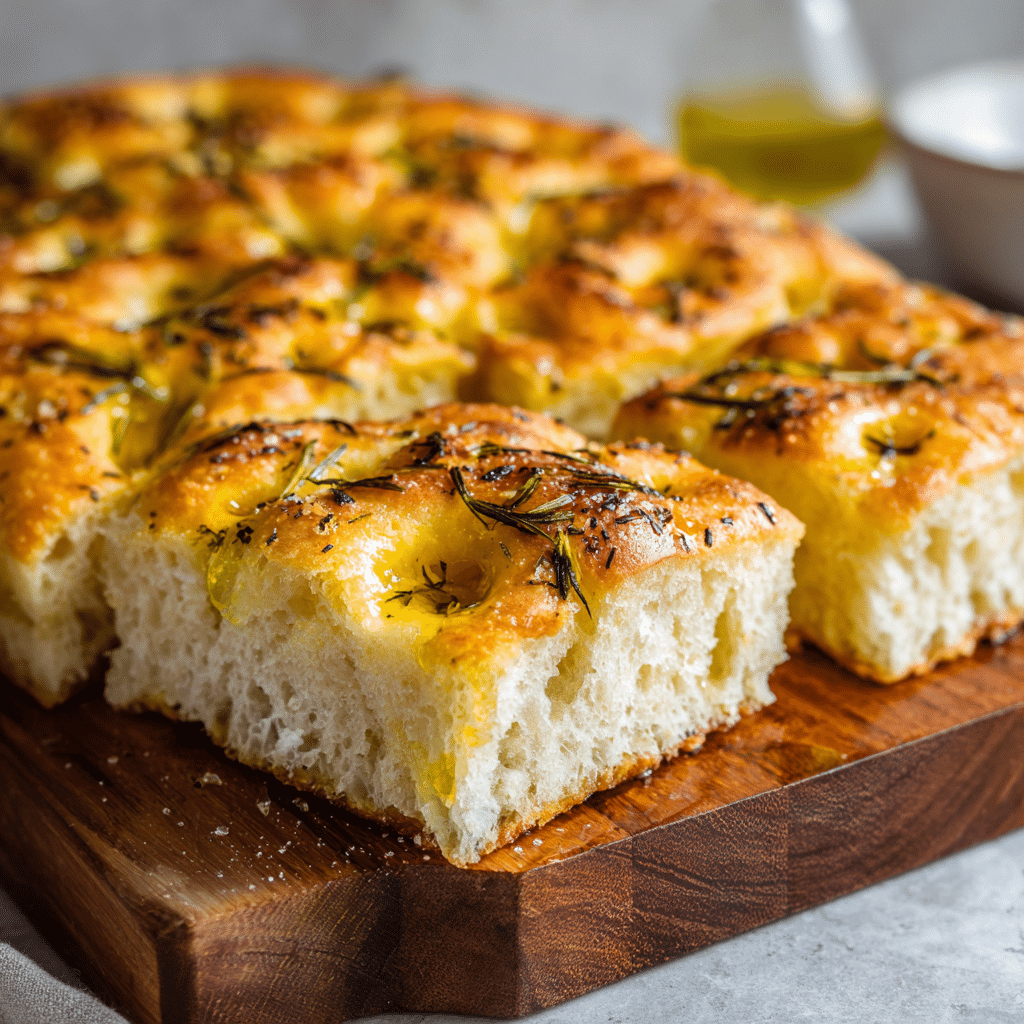 Classic Focaccia Bread – Golden, Fluffy & Drizzled with Olive Oil