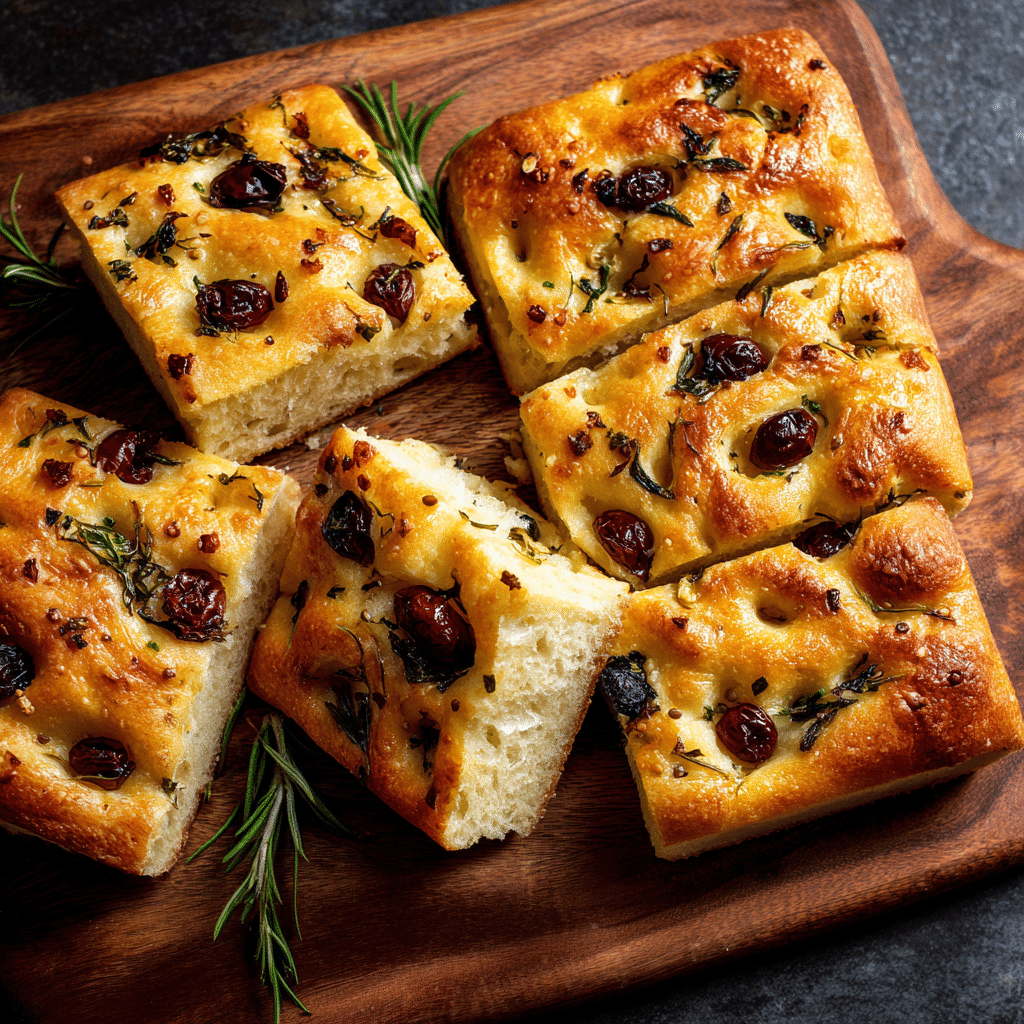 Focaccia with Olives – Golden, Fluffy & Baked with Mediterranean Love