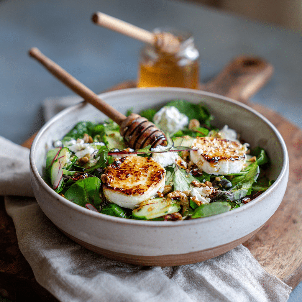 Goat Cheese Salad with Honey – A Sweet, Creamy Bowl That Feels Like Home