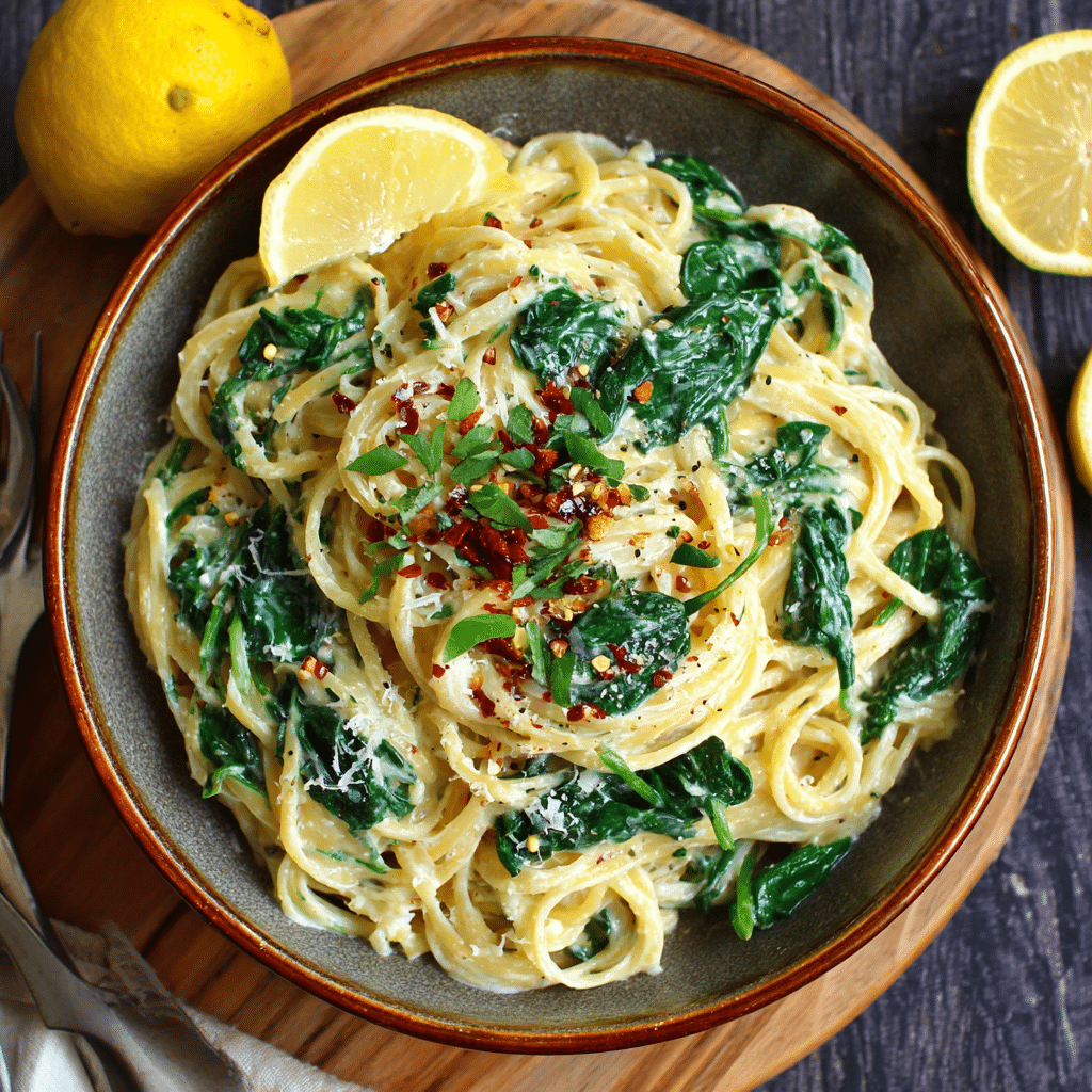 Lemon Pasta with Spinach – Fresh, Creamy & Comforting in Every Bite