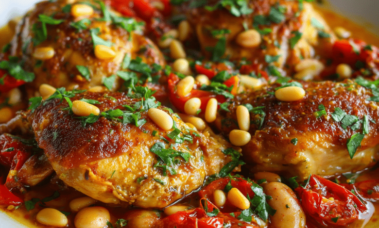 Mediterranean Chicken with Pine Nuts