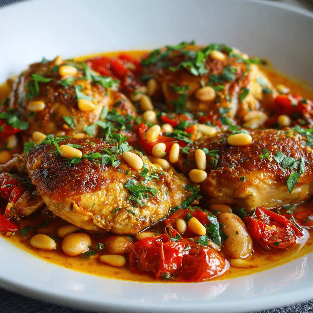 Mediterranean Chicken with Pine Nuts – A Warm, Golden Dish Full of Comfort and Quiet Elegance