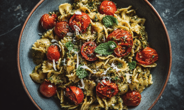 Pesto Pasta with Cherry Tomatoes