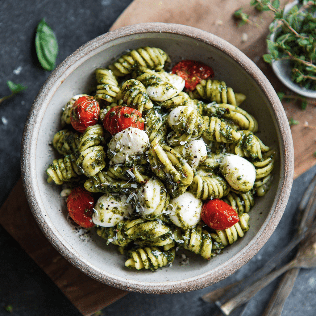 Pesto Pasta with Mozzarella – A Creamy Bowl of Comfort from My Cretan Kitchen
