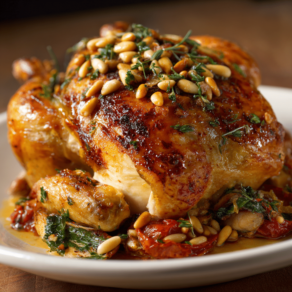 Roasted Chicken with Pine Nuts – A Golden, Comforting Dish Full of Warmth