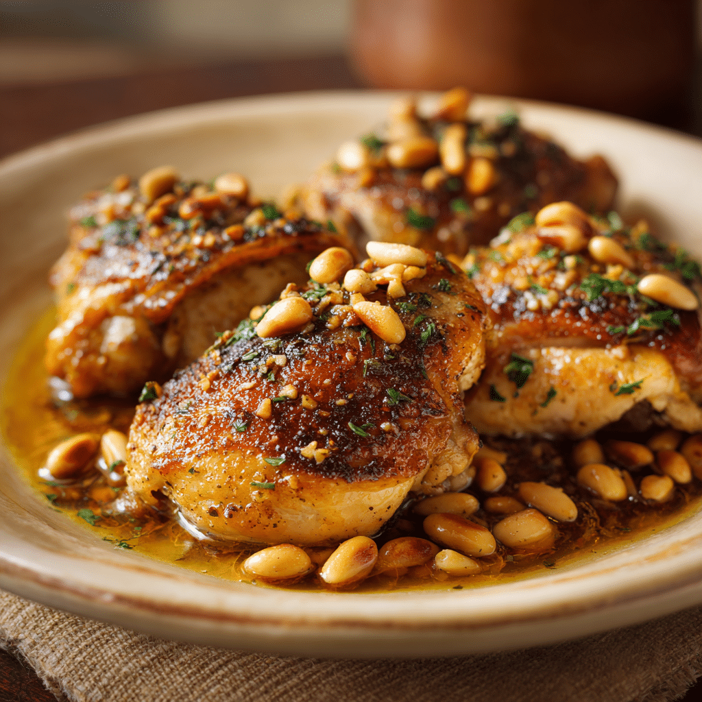 Simple Chicken with Pine Nuts – A Warm, Golden Dish That Feels Like Home