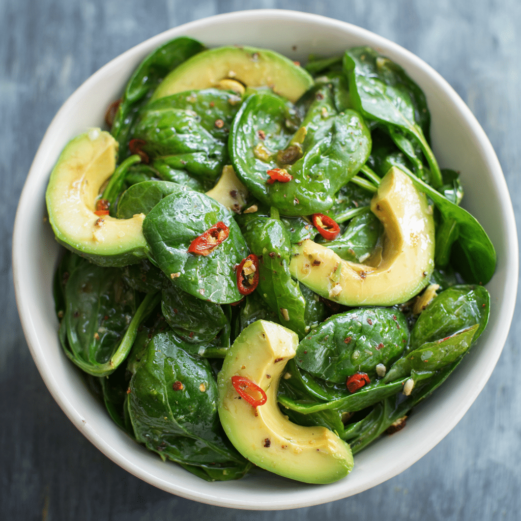 Spinach Salad with Avocado – A Fresh, Creamy Bowl of Gentle Comfort