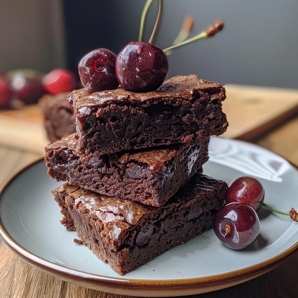 Roasted Cherry Brownies with Fudgy Center