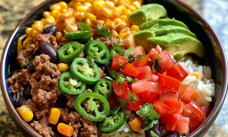 Ground Beef Taco Rice Bowl Recipe