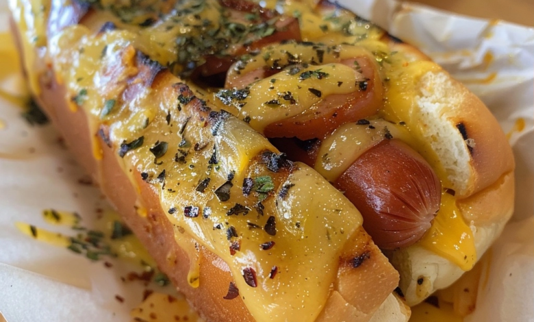 Garlic Butter Grilled Cheese Hot Dog Recipe