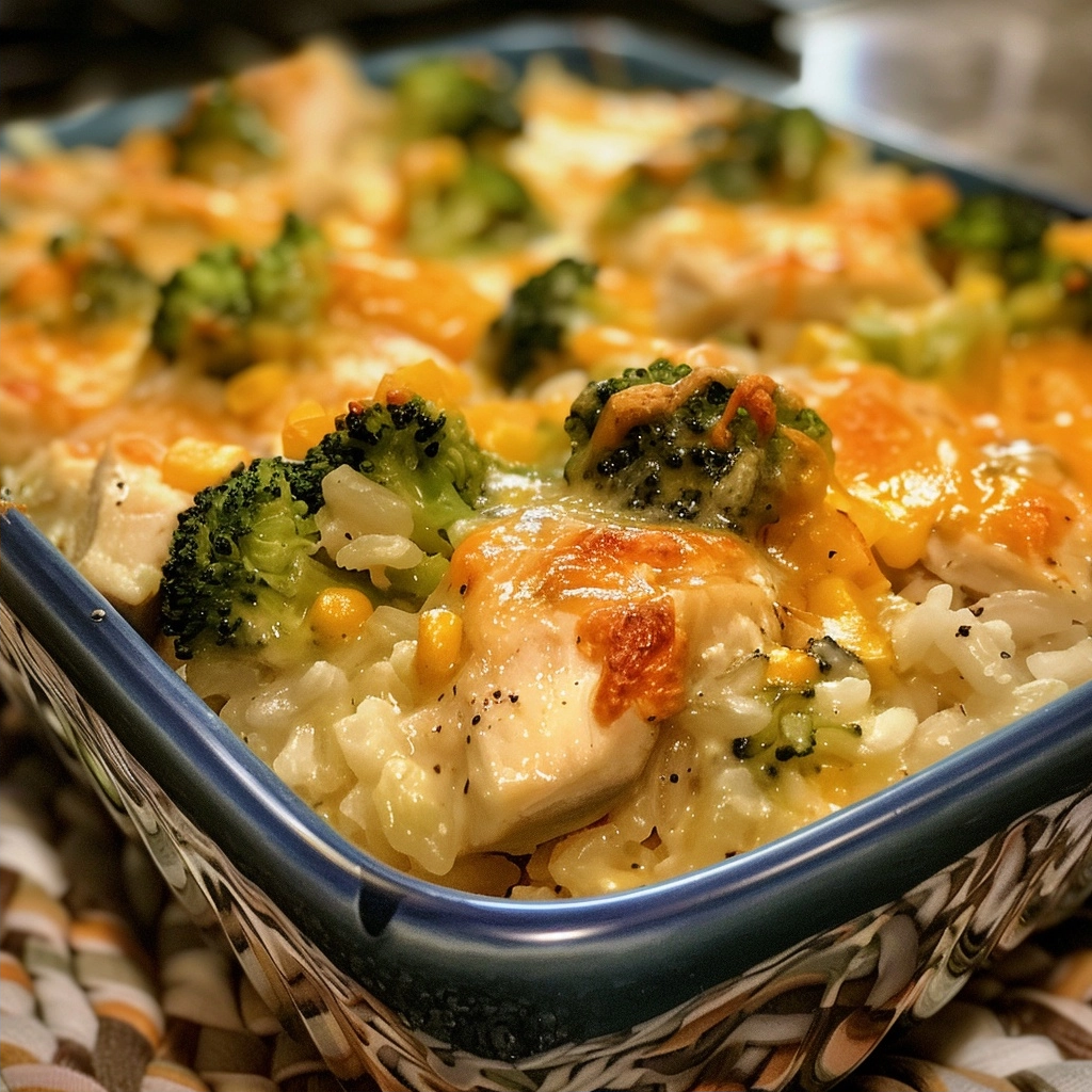 Cheesy Broccoli Chicken and Rice Casserole: A Creamy Comfort Dish