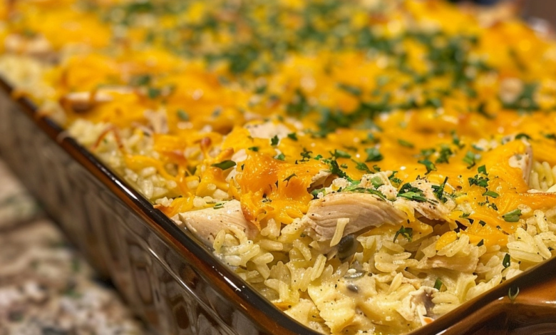 BEST EVER CHICKEN AND RICE CASSEROLE WITH CREAMY SAUCE