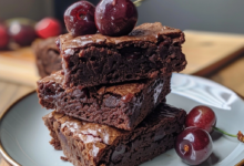 Roasted Cherry Brownies Recipe with Fudgy Center
