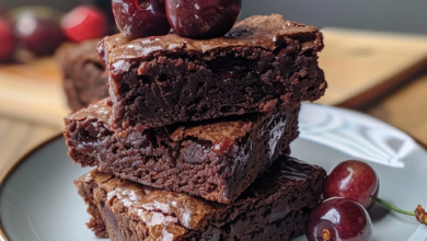 Roasted Cherry Brownies Recipe with Fudgy Center