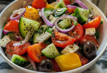Classic Greek Salad with Homemade Dressing