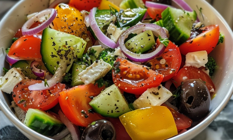 Classic Greek Salad with Homemade Dressing