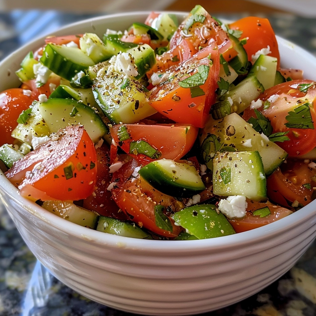 Easy Greek Cucumber Tomato Salad Recipe