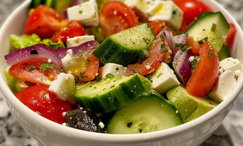 Classic Greek Salad with Homemade Dressing