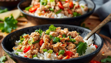 Ground Chicken Rice Bowls for Quick Healthy Dinners