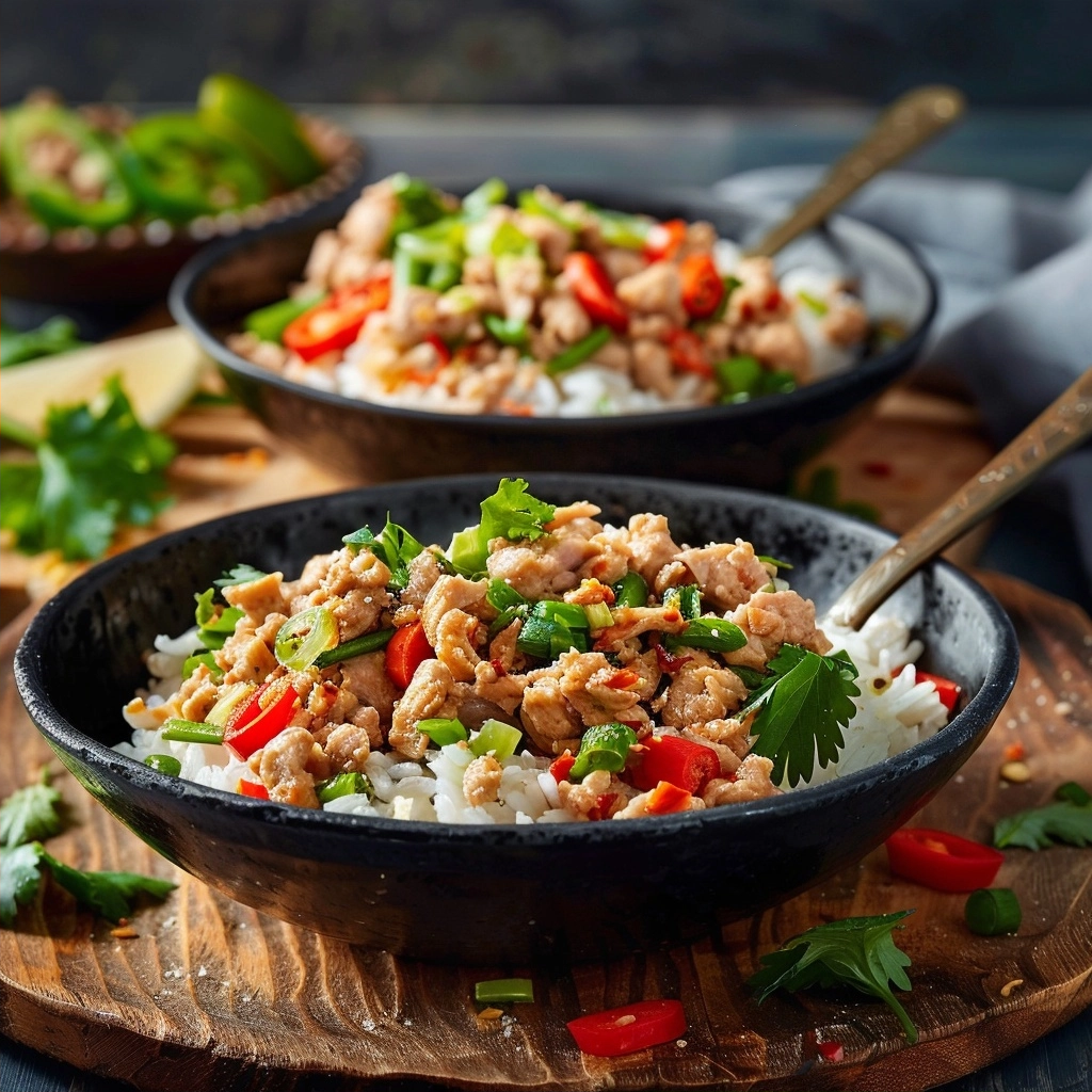 Ground Chicken Rice Bowls for Quick Healthy Dinners