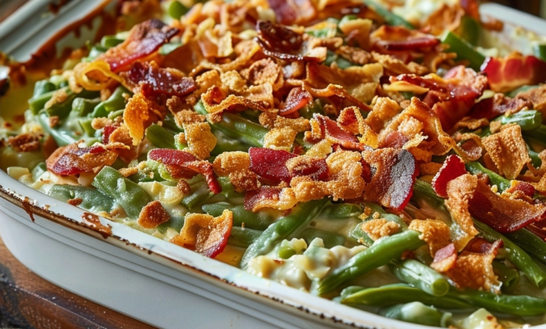 Green Bean Casserole with Bacon Alternative for Holiday Feasts