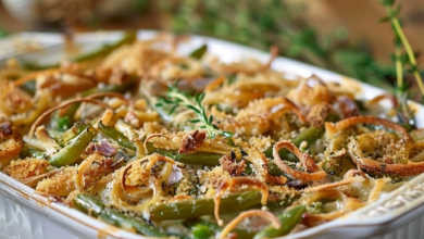 Green Bean Casserole with Garlic for Holidays