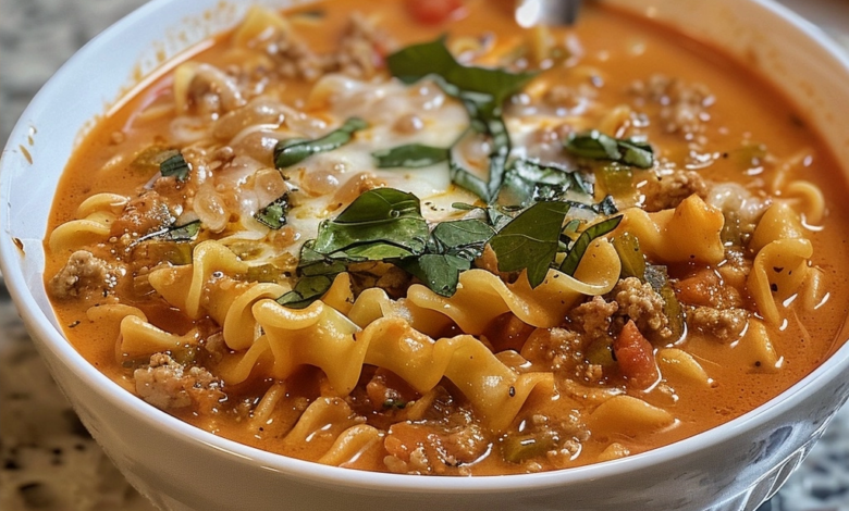 Easy Creamy Lasagna Soup with Vegetarian Twists