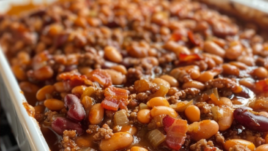 Easy Baked Beans with Ground Beef, Bacon, and Brown Sugar