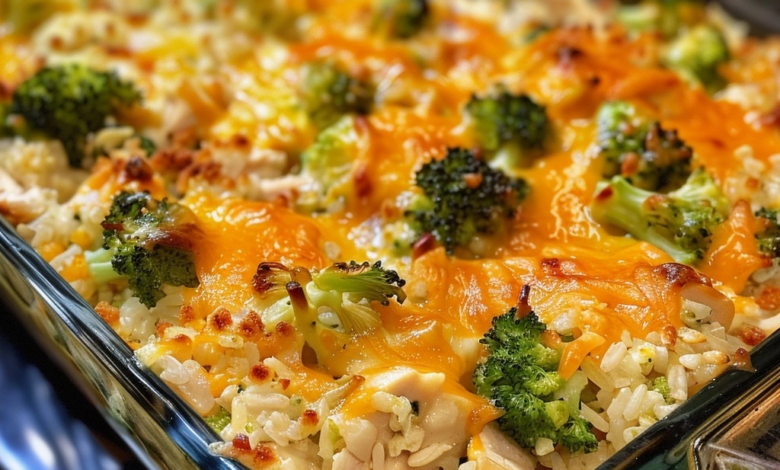 Broccoli Cheddar Chicken and Rice Casserole
