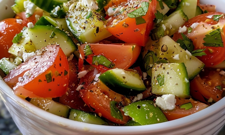 Easy Greek Cucumber Tomato Salad Recipe