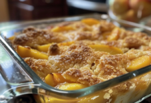 Fresh Peach Cobbler Made with Ripe Summer Fruit