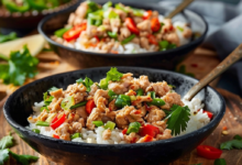 Ground Chicken Rice Bowls for Quick Healthy Dinners