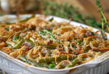 Green Bean Casserole with Garlic for Holidays